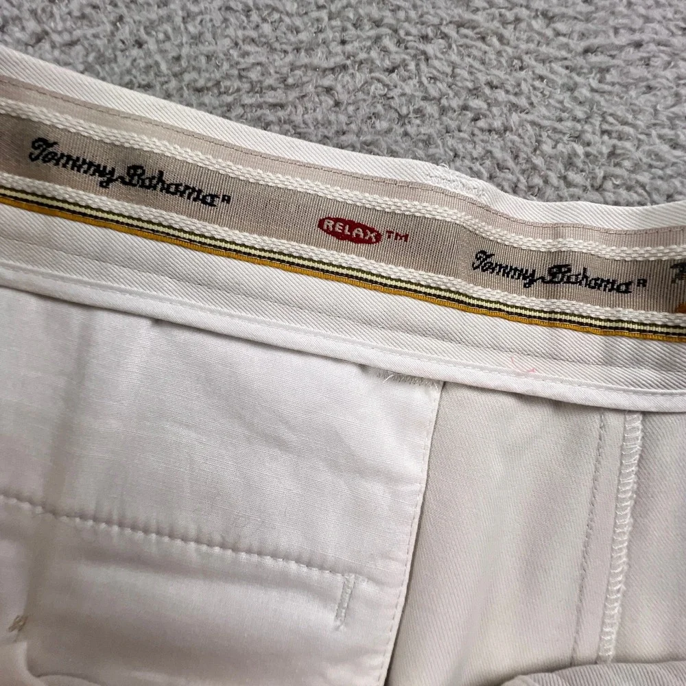 Tommy Bahama Silk Shorts Mens‎ 36 White Relax Flat Front Tropical Beach Casual